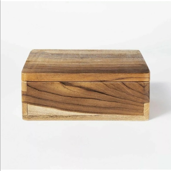 Threshold x Studio McGee - 6” x 8” Teak Wood Box Natural - NEW